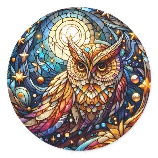 Tranquility in Glass A Floral Stained Glass Window Classic Round Sticker