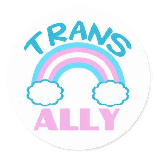 Trans Ally Transgender Rainbow Blue Pink White Classic Round Sticker