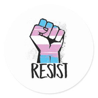 Trans Resistance - Trans Flag and Fist - Resist -  Classic Round Sticker