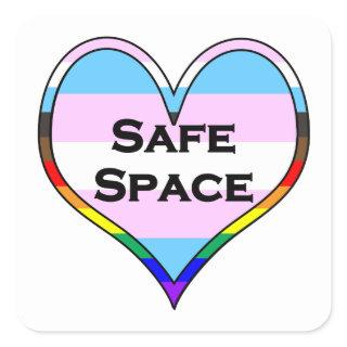 Trans Safe Space Heart Square Sticker
