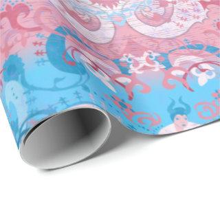 Transgender Dragon Damask - Trans Pride Flag Color