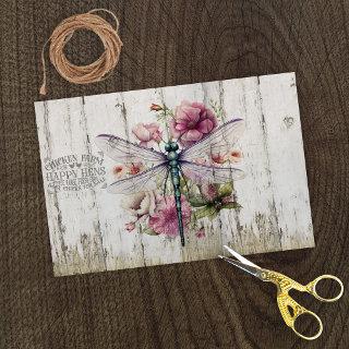 Translucent Wings Dragonfly Pink Flowers Tissue Paper