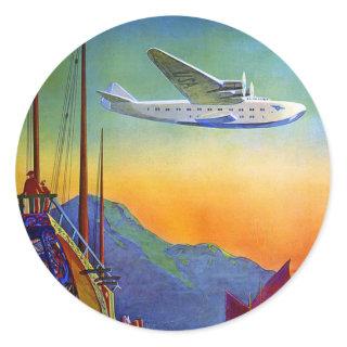 Transpacific Travel Art Round Sticker