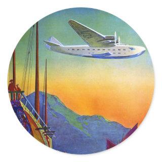 Transpacific Travel Art Round Sticker