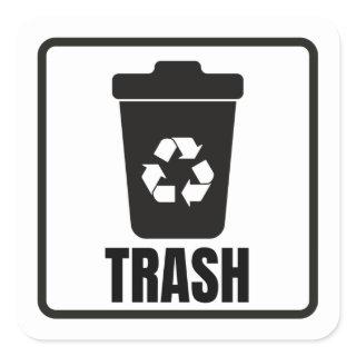 Trash Can black Classic  Square Sticker