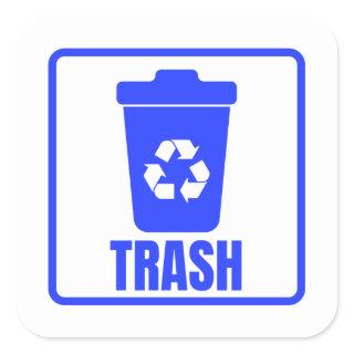 Trash Can blue Classic  Square Sticker