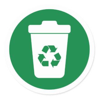 Trash Can green Classic Round Sticker