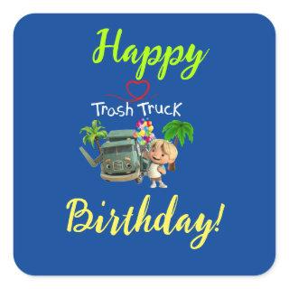 Trash Truck Square Sticker