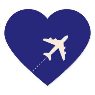 Travel Airplane with dotted line Heart Sticker