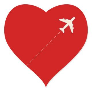 travel airplane with dotted line heart sticker