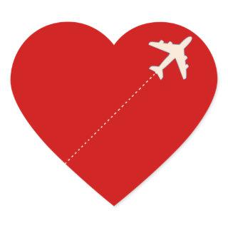 travel airplane with dotted line heart sticker