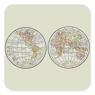 Travel Globe Map Earth 1916 World Atlas  Square Sticker