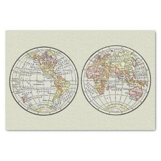 Travel Globe Map Earth 1916 World Atlas  Tissue Paper