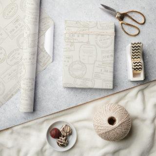 Travel Passport Stamp Beige Pattern