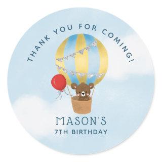Travel Theme Birthday Party Blue Thank You Favor Classic Round Sticker