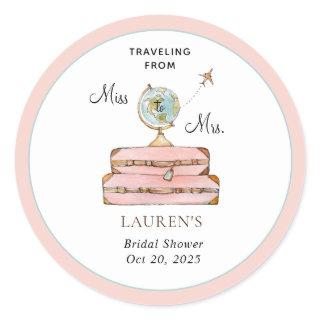 Traveling Suitcases Bridal shower  Classic Round Sticker