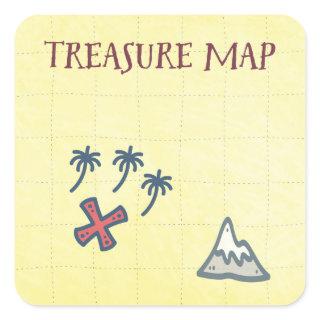 Treasure Map Pirate Party Square Sticker