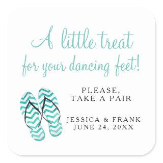 Treat For Your Dancing Feet Wedding Flip Flops Square Sticker