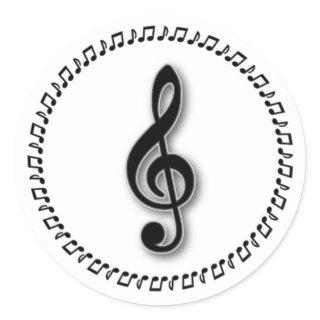 Treble Clef Music Note Design Classic Round Sticker