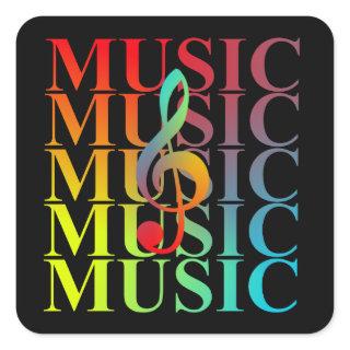 Treble Clef Music Typography Colorful Graphic Square Sticker
