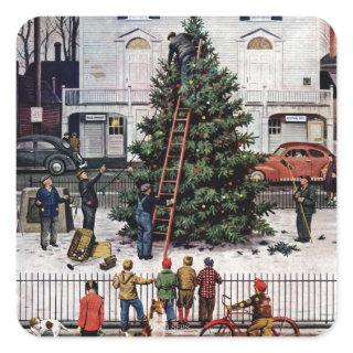 Tree in Town Square Square Sticker