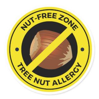 Tree Nut allergy - Nut-Free Zone Classic Round Sticker