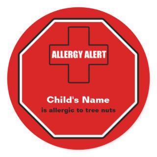 Tree Nuts Allergy Medical Alert Custom Std Sticker