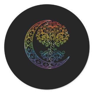 Tree of Life Cresent Moon Phases Mandala Yoga Gift Classic Round Sticker