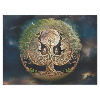 Tree of Life Goddess and Moon Decoupage Tissue Paper