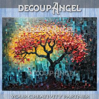 Tree of Life in Mosaic Art -Decoupage- Tissue Paper