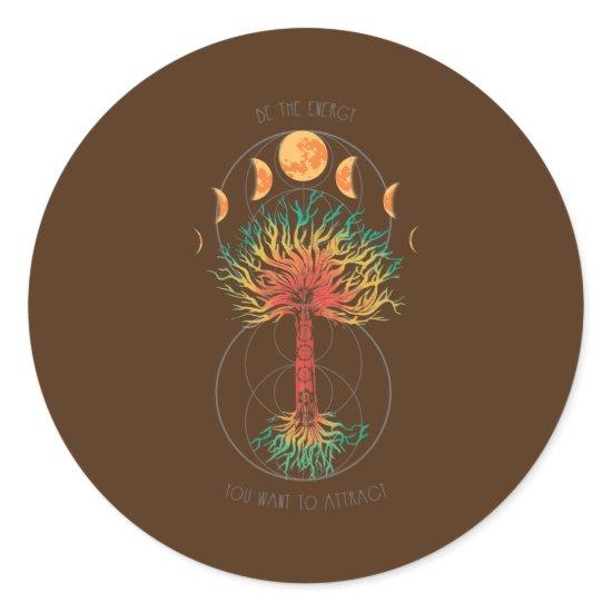 Tree Of Life Moon Phases Chakra  Classic Round Sticker