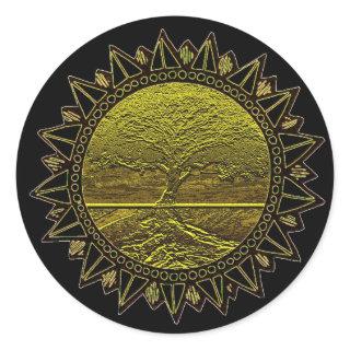 Tree of Life Sun Salutation Classic Round Sticker