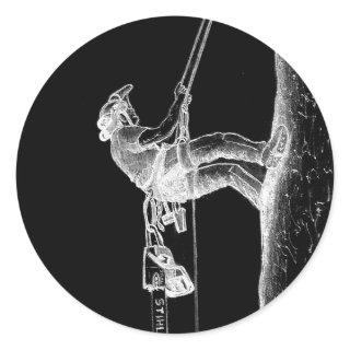 Tree Surgeon Arborist at work present Chainsaw Classic Round Sticker