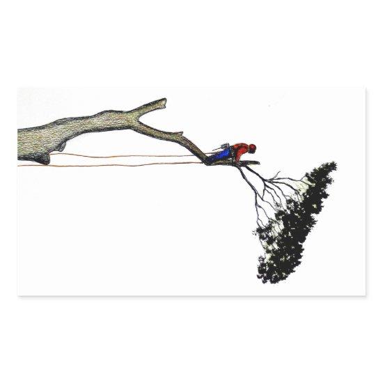 Tree Surgeon Arborist at work present Chainsaw Gif Rectangular Sticker