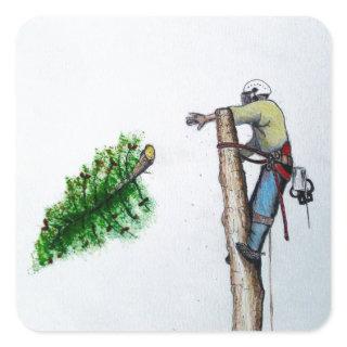 Tree Surgeon Arborist at work present Square Sticker