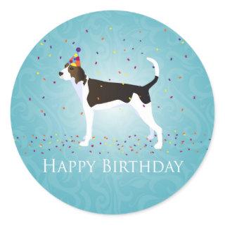 Treeing Walker Coonhound Happy Birthday Design Classic Round Sticker