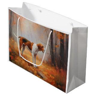 Treeing Walker Coonhound in Autumn Leaves Fall  Large Gift Bag