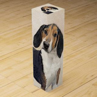 Treeing Walker Coonhound Painting - Original Art Wine Box