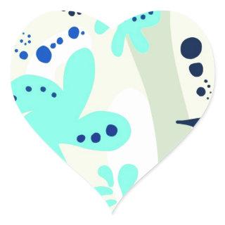 Trending abstract Pattern light colour floral blob Heart Sticker