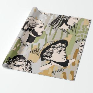 Trending Greek Gods Art Portrait Seamless Pattern.