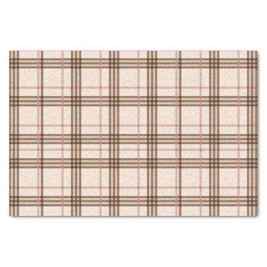 Trendy Beige Brown Tartan Plaid Tissue Paper
