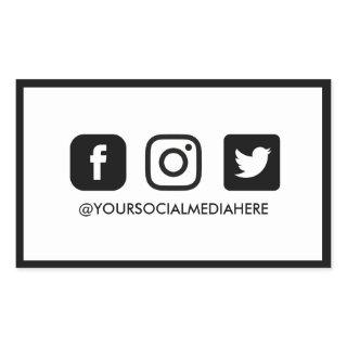 Trendy Black and White Social Media Rectangular Sticker