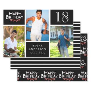 Trendy Black White Photo Collage 18th Birthday  Sheets