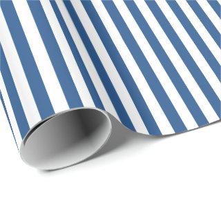 Trendy Blue and White Wide Horizontal Stripes