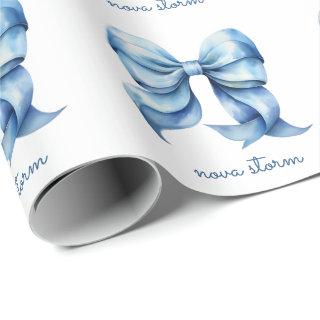 Trendy Blue Bow Personalized With Name Monogram