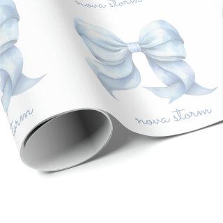 Trendy Blue Bow Personalized With Name Monogram