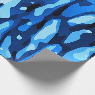 Trendy Blue Camo Abstract Pattern