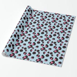 Trendy  Blue pink leopard print animal jungle