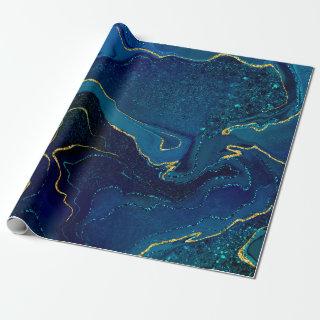 Trendy blue turquoise marbling design