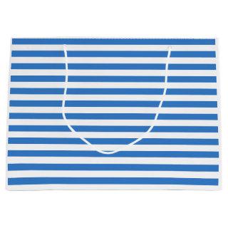 Trendy Blue White Striped Template Modern Stylish Large Gift Bag